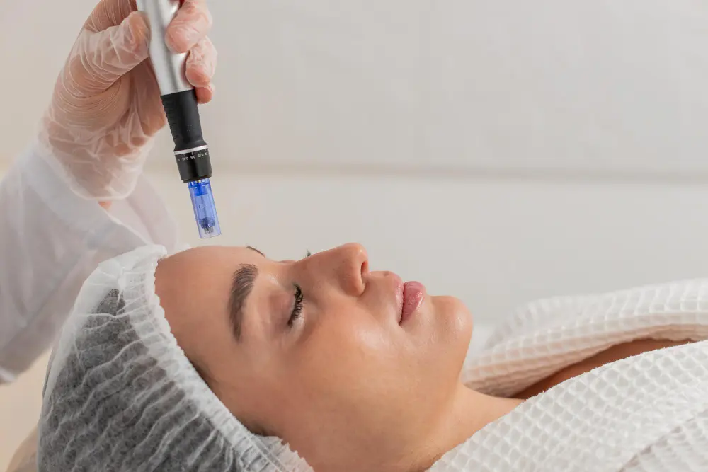 oman receiving exosome microneedling treatment at a Reformery Aesthetics Clinic